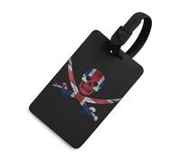 United Kingdom Flag Dead Skull Swords Luggage Tags for Suitcases Handbag Tag Labels Travel Accessories Privacy Cover ID Label