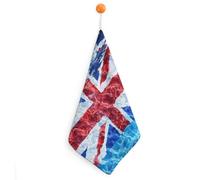 United Kingdom Flag in Water Hand Towels Absorbent Microfiber Cleaning Cloths with Hanging Loop
