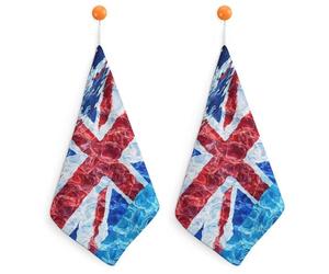 United Kingdom Flag in Water Hand Towels Absorbent Microfiber Cleaning Cloths with Hanging Loop