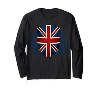 United Kingdom Flag Shield Vintage Laurel Emblem Design Long Sleeve T-Shirt