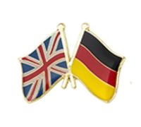 United Kingdom & Germany Friendship EU UK Union Jack Flags Metal Enamel Lapel Pin Badge - 2.4 x 1.9 cm Crossed National Flags - Hard Enamel Finish
