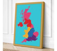 United Kingdom & Ireland Map Canvas Wall Art Print 18x12 Inch