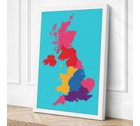 United Kingdom & Ireland Map Canvas Wall Art Print 18x12 Inch