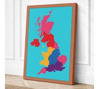 United Kingdom & Ireland Map Canvas Wall Art Print 18x12 Inch