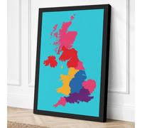 United Kingdom & Ireland Map Canvas Wall Art Print 24x16 Inch