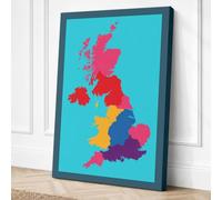 United Kingdom & Ireland Map Canvas Wall Art Print 30x20 Inch