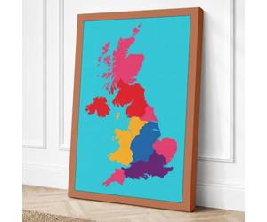 United Kingdom & Ireland Map Canvas Wall Art Print 30x20 Inch