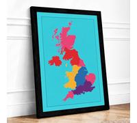 United Kingdom & Ireland Map Geometric Framed Wall Art Print A3 (42×29.7cm) Black, Wall Decor for Living Room, Bedroom, Office & Home, Ready to Hang, Art Gift