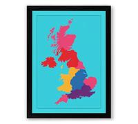 United Kingdom & Ireland Map Geometric Framed Wall Art Print A4 (29.7×21cm) Black, Wall Decor for Living Room, Bedroom, Office & Home, Ready to Hang, Art Gift