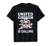 United Kingdom is Calling British Bulldog Union Jack UK Map T-Shirt