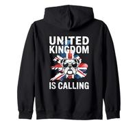 United Kingdom Is Calling British Bulldog Union Jack UK Map Zip Hoodie