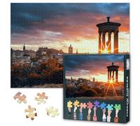 United Kingdom Jigsaw Puzzles - 50x70cm Edinburgh City Sunset viewed from Calton Hill Skyline Cityscape Puzzle,1000 Pieces Challenging Parlour Games for Adults & Families Gifts