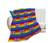 United Kingdom LGBT Rainbow Flag Personalised Blanket Flannel Throws for Sofa, Lightweight Print Travel Blankets