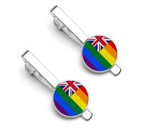 United Kingdom LGBT Rainbow Flag Tie Clips for Men Tack Pins Regular Necktie Bar for Wedding Anniversary Business