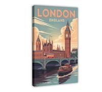 United Kingdom London Vintage Travel Poster Print, Museum Quality Giclée Wall Art for Home Decor - 577 Decor Print Picture Paintings for Living Room Bedroom Decoration 08x12inch(20x30cm)