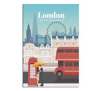United Kingdom London Vintage Travel Posters Ferris WheelCanvas Art Posters Painting Pictures Wall Art Prints,Wall Decor for Bedroom, Home Office Decor Party Gifts12x18inchs(30x45cm)