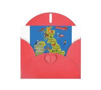 United Kingdom Map Greeting Card With Envelope (160 x 120 mm) for Birthday/Wedding/Invitation/Christmas/New Year