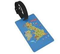 United Kingdom Map Print Luggage Tags Quick Install Airplane Travel Essentials for Suitcases Durable PVC Bag Tag