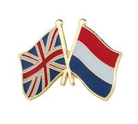 United Kingdom & Netherlands Friendship Flag Metal Enamel Lapel Pin Badge - 2.4 x 1.9 cm Crossed UK and Dutch National Flags - Hard Enamel Finish with Secure Clasp