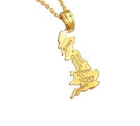 United Kingdom of Great Britain and Northern Ireland Map Pendant & Necklaces for Women UK Country Maps(Gold Color,60cm or 23.6 Inches)