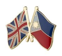United Kingdom & Philippines Friendship UK Union Jack Flag Enamel Lapel Pin Badge - 2.4 x 1.9 cm Crossed Flags - Hard Enamel Finish with Secure Clasp