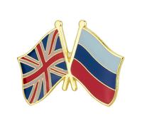 United Kingdom & Russia Friendship Flag Metal Enamel Lapel Pin Badge - 2.4 x 1.9 cm Crossed UK and Russian National Flags - Hard Enamel Finish with Secure Clasp for Diplomatic Events