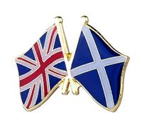 United Kingdom & Scotland Saltire Friendship UK Union Jack Flag Enamel Lapel Pin Badge - 2.4 x 1.9 cm Crossed National Flags - Hard Enamel Finish with Secure Clasp