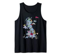 United Kingdom tourist map, landmarks, famous symbols, UK Tank Top