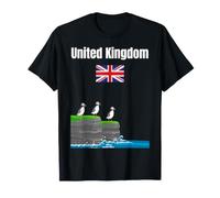 United Kingdom Travel Souvenir Puffin Lover Trip UK Flag T-Shirt