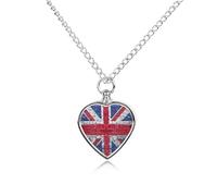 United Kingdom UK Flag Brick Wall Novelty Pet Urn Necklace Ash Holder Cremation Keepsake Memorial Jewelry