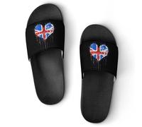 United Kingdom UK Flag Heart Men's Slide Sandal Non Slip Shower Shoes Bathroom Slippers for Pool Beach 46 (287mm)