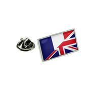 United Kingdom UK & France Split Flag Silver Lapel Pin Badge