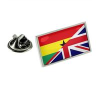 United Kingdom UK & Ghana Split Flag Silver Lapel Pin Badge