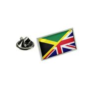 United Kingdom UK & Jamaica Split Flag Silver Lapel Pin Badge