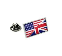 United Kingdom UK & USA Split Flag Silver Lapel Pin Badge - The Perfect Novelty Gift - 14mm x 25mm