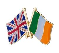 United Kingdom (Union Jack) & Ireland Irish Friendship National Flag Metal Enamel Pin Badge - 2.4cm x 1.9cm - Crossed UK and Irish Flags - Hard Enamel Diplomatic Lapel