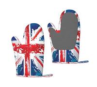 United Kingdom Union Jack Silicone Oven Mitts Anti-Slip Cooking Gloves,Heat Resistant Baking Mitts A Pair
