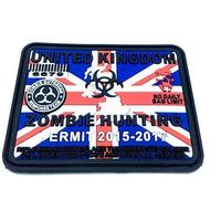 United Kingdom Zombie Hunting Permit Union Jack Flag Airsoft PVC Patch