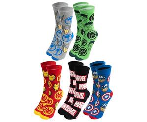 United Labels 5 Pairs Marvel Socks for Men, Colourful, 40-45, Men's Socks Superhero Men Stockings, multicoloured, 40-45