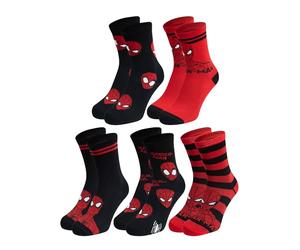 United Labels 5 Pairs Marvel Spiderman Socks for Men, Black Red, 40-45, Men's Socks, Men's Stockings, black/red, 40-45