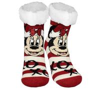 United Labels Disney Mickey Mouse Cuddly Socks for Women, Red White, XOXO, Fluffy Stopper Socks, Winter Socks, Warm Socks, Hut Socks, red/beige, 35-38