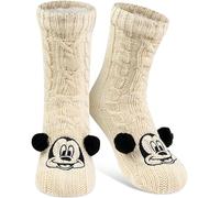 United Labels Disney Mickey Mouse Cuddly Socks for Women, White, One Size 38-43, Fluffy Stopper Socks with Sherpa Lining, Warm Socks, Hut Socks