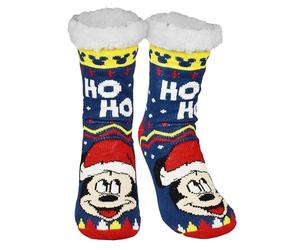 United Labels Disney Mickey Mouse Ladies Blue Fluffy Stopper Socks Winter Warm Socks Cabin Socks, blue / red, 35-38
