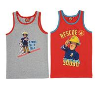 United Labels Fireman Sam Vest for Boys Children's Tank Top Shirt Underwear Grey / Red (Pack of 2), multicoloured, 110/116 cm