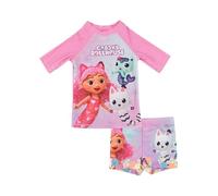 United Labels Gabby's Dollhouse 2-Piece Swimsuit UV Protection 30 for Girls, Pink Purple, Swimwear Children with Shirt and Swimming Trunks, Swimwear, pink, 110 cm-116 cm