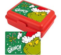 United Labels Grinch Lunch Box with Compartments 1200 ml, Red, Lunch Box for Children and Adults, Lunch Box with Divider, Lunch Box