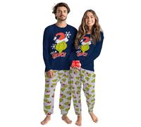 United Labels Grinch Pyjamas for Men and Women, Blue Grey, Pyjama Set Long, Pyjamas Winter Christmas, blue/grey, XXL
