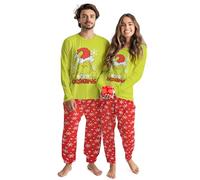 United Labels Grinch Pyjamas for Men and Women, Green Red, Pyjama Set Long Pyjamas Winter Christmas, green/red, XXL