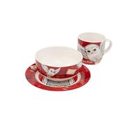 United Labels Harry Potter 3-Piece Crockery Set, Red, Porcelain Breakfast Set with Plate Diameter 19 cm, Cup 220 ml and Bowl 330 ml, Crockery Set