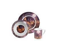 United Labels Harry Potter breakfast set for children, Hogwarts tableware set, 3 pieces, plate, bowl and cup made of porcelain